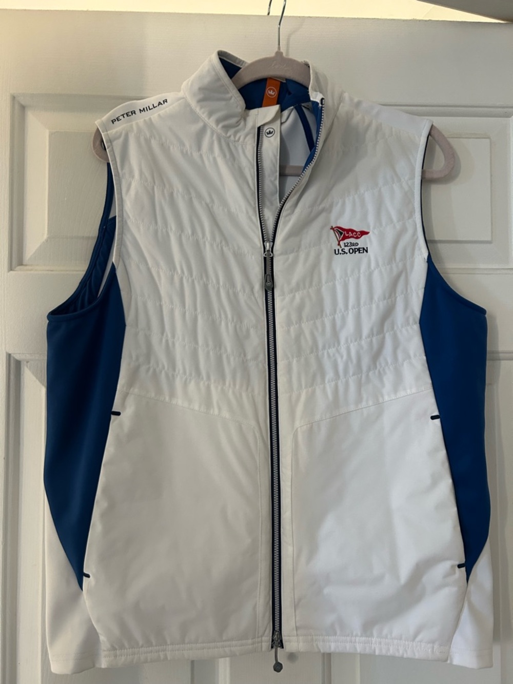 Peter Millar White and Blue Quilted U.S. Open Golf Vest